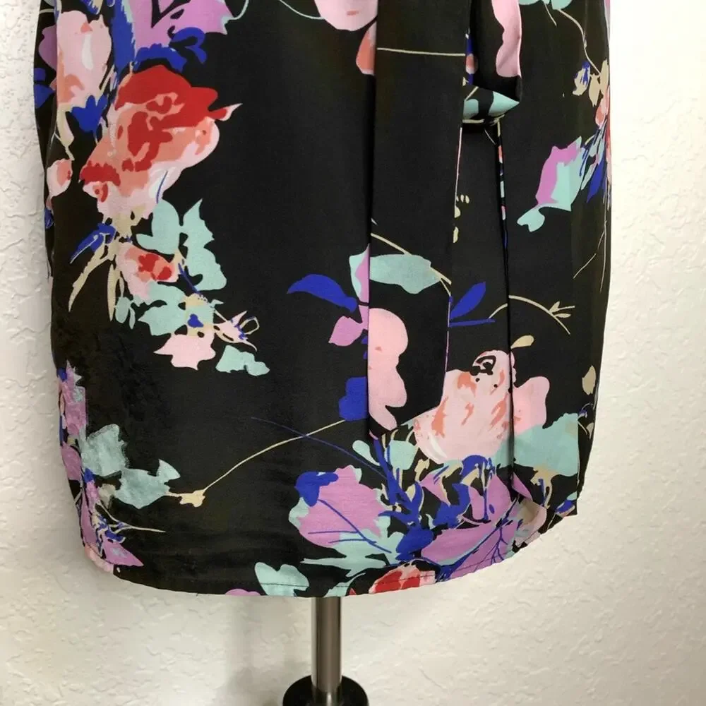 Yumi Kim black floral faux wrap dress size Small